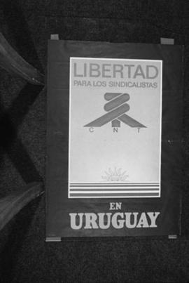 Reprodução do cartaz ''Libertad para los sindicalistas en Uruguai''